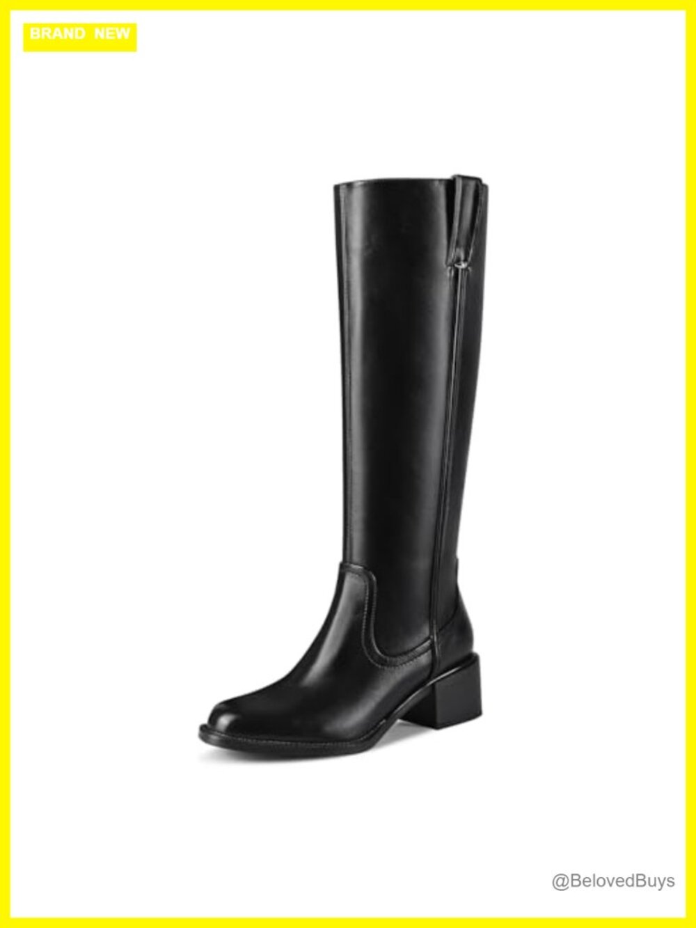 Women's Knee High Boots Chunky Heel Faux Leather Riding Boots